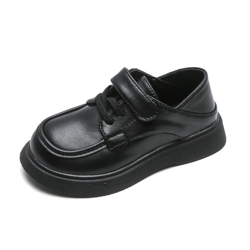 أطفال أطفال بنات أحذية جلدية موضة بلون مدرسة طالب الأحذية حذاء مسطح الصغار الأولاد النمط البريطاني الأحذية السوداء #5