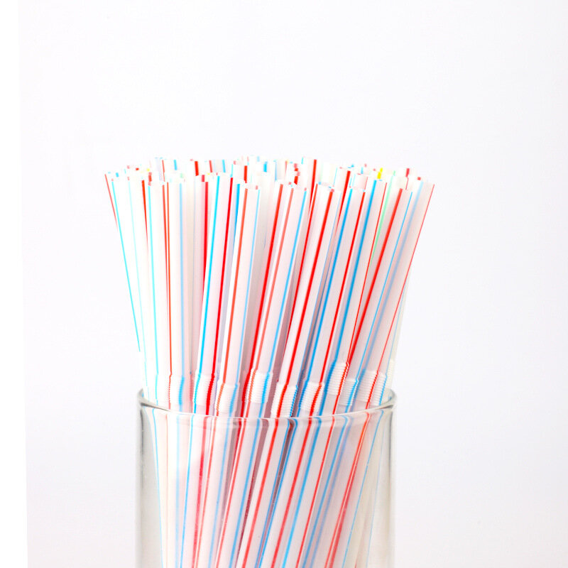 100 قطعة من شفاطات الحليب والشاي للاستعمال مرة واحدة ملحقات منزلية شفاطات بلاستيكية للأطفال شفاطات ملونة للبيع بالجملة