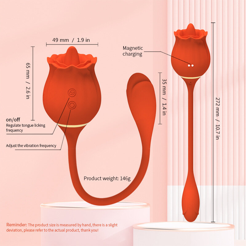 Rose Sucking Vibrator Licking Tongue Vagina Vibrating Nipple Clitoral Stimulation Female Masturbation Adult Sex Toys For Women