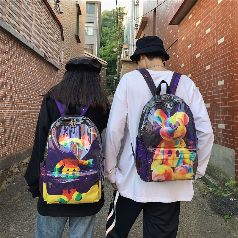 ديزني العصرية ميكي حقيبة مدرسية Harajuku الكورية نمط الشارع طالب النساء الرجال على ظهره حقائب كتف مزدوجة تصميم مقاوم للماء