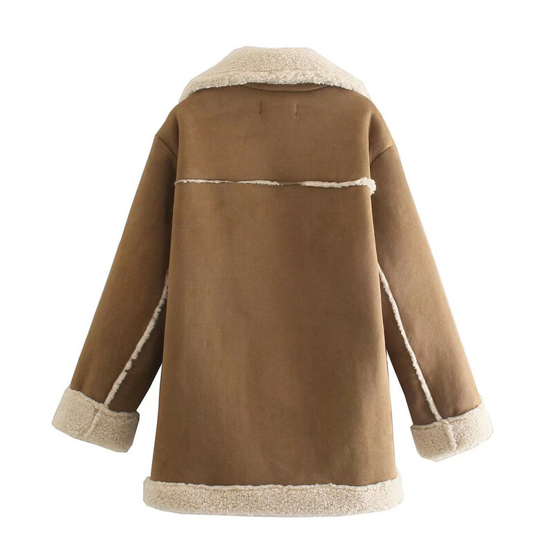 معطف نسائي شتوي 2022 مصنوع من الفرو ذو وجهين من صوف الضأن ذو صدرية سميكة قاطرة ملابس نسائية خارجية أنيقة