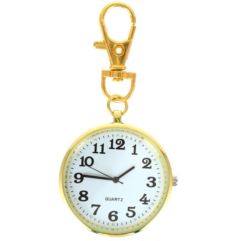 ساعة جيب مع مشبك مفتاح: الحد الأدنى ساعة جيب مفتوحة ممرضة ذهبية معلقة ساعة لطلاب الإسعاف مع