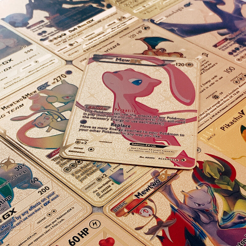 جديد بوكيمون بطاقات معدنية Vmax Gx ميجا الذهب معدن الفولاذ المقاوم للصدأ بوكيمون بطاقة سوبر جمع أنيمي أوراق للعب اللعب للهدايا