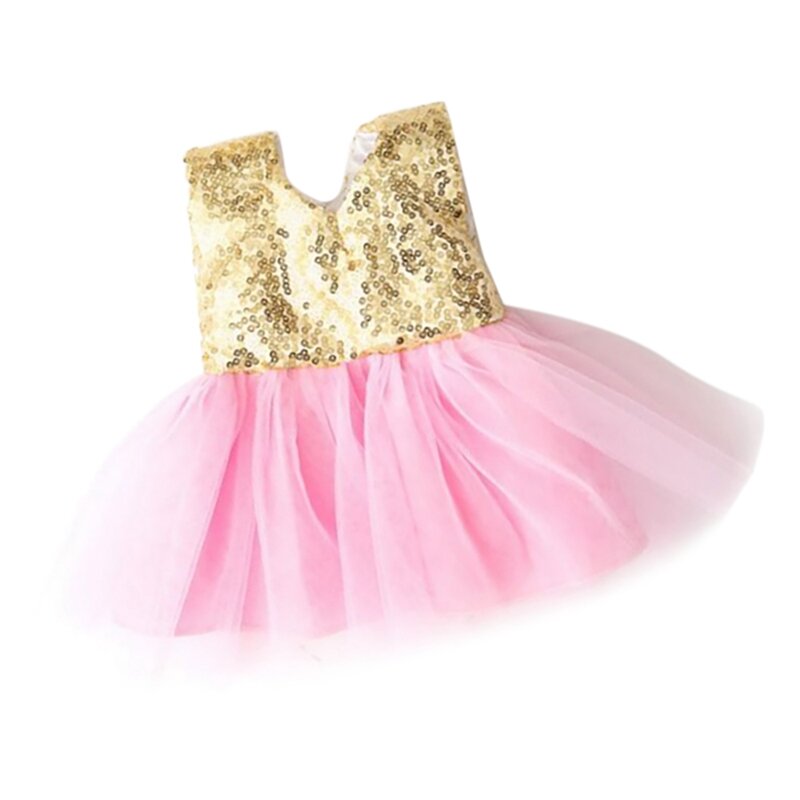 فستان الذهب الترتر الوردي الشاش تنورة 18 بوصة Shaf ملابس دمى اكسسوارات (لا تشمل الأحذية)