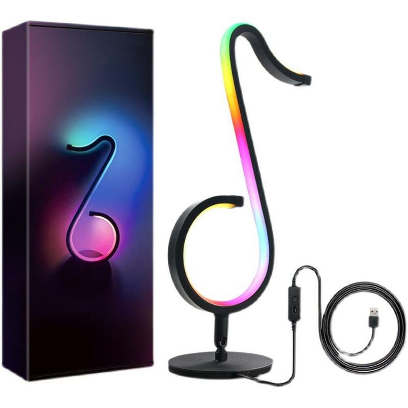 RGB Colorful Night Light Simple Musical Note Shape 180 Degrees Rotated Base Bedroom Bedside Wall Decoration Atmosphere Lamp