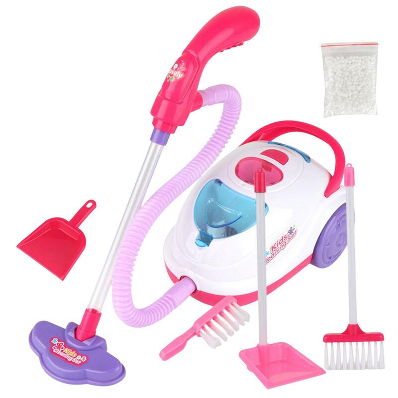 الوردي مكنسة كهربائية صغيرة لعب دور طقم تنظيف التدبير المنزلي التظاهر اللعب