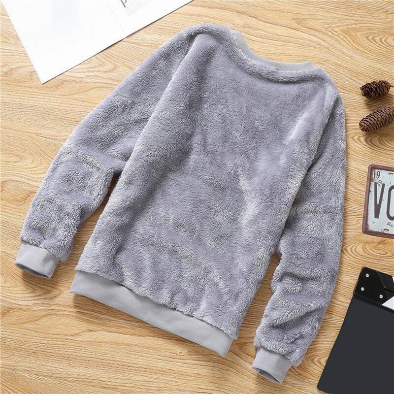 Loose Fit Comfortable Keep Warm Solid Color Male Plus Velvet Sweatshirt Male Pullover Sweatshirt for Outdoor