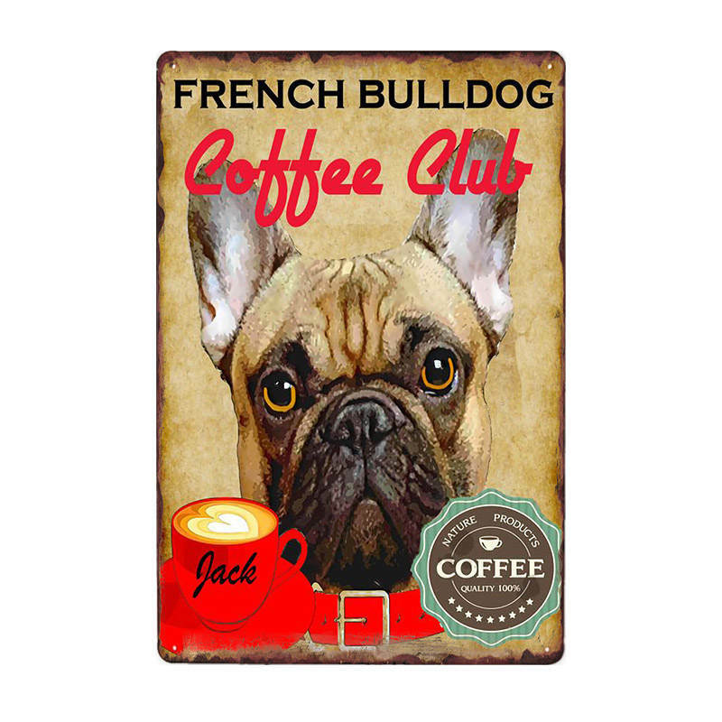 Vintage الكلب شعار القهوة تسجيل معدن القصدير تسجيل مقهى بار الجدار ملصق بار الفن اللوحة الزخرفية تسجيل المجلس