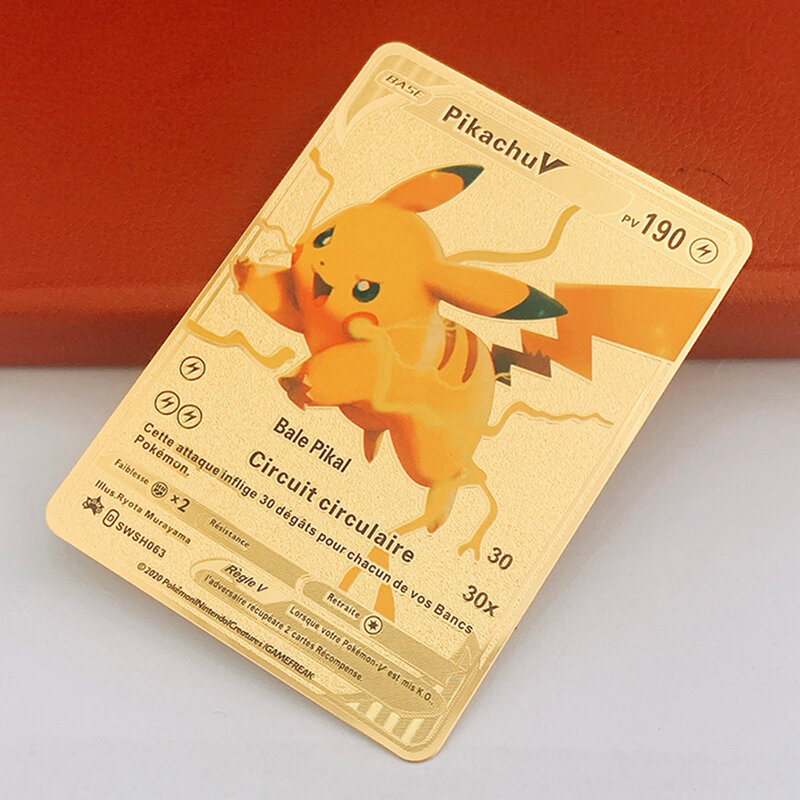 بطاقات البوكيمون المعدنية النسخة الفرنسية أنيمي بطاقات فلاش معدنية Vmax كارت البوكيمون فرانكايز بيكاتشو Charizard لعبة جمع بطاقات