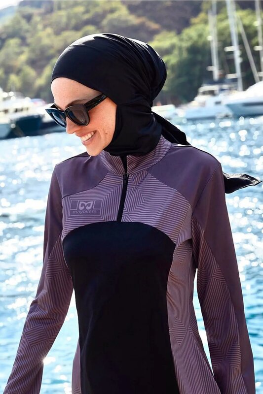 ملابس سباحة بتصميم جرافيك من Lorac ملابس سباحة بدون أكمام ملابس سباحة للسيدات المسلمات