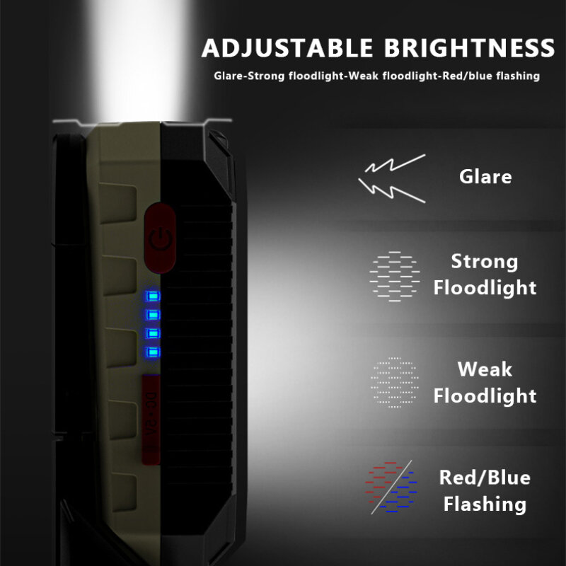 USB قابلة للشحن مصباح عمل COB LED مصباح يدوي محمول مقاوم للماء التخييم الشعلة إصلاح أضواء المغناطيس تصميم مع عرض الطاقة #2