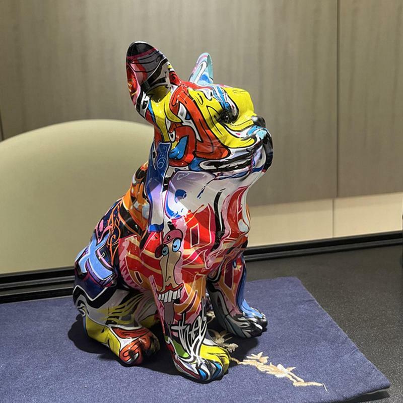 الإبداعية راتنج ملون تمثال لكلب اللون الفرنسية الثور تمثال لكلب مكتب المنزل الكتابة على الجدران الحيوان تمثال الحرف غرفة المعيشة الحلي #5