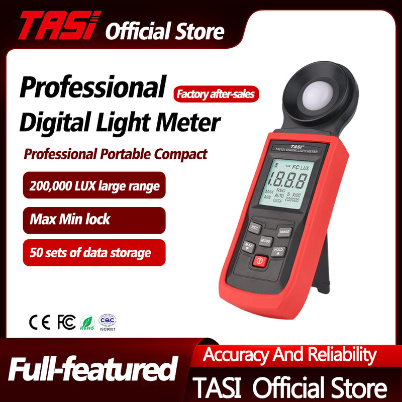 مقياس إضاءة رقمي من TASI TA8121/TA8123 مقياس إضاءة متكامل مقياس إضاءة لوكس/Fc جهاز اختبار البيئة