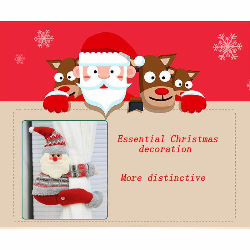 Cute Cartoon Christmas Curtain Buckle Curtain Decorative Accessories Santa Claus Xmas Curtain Buckle Clip Holdback