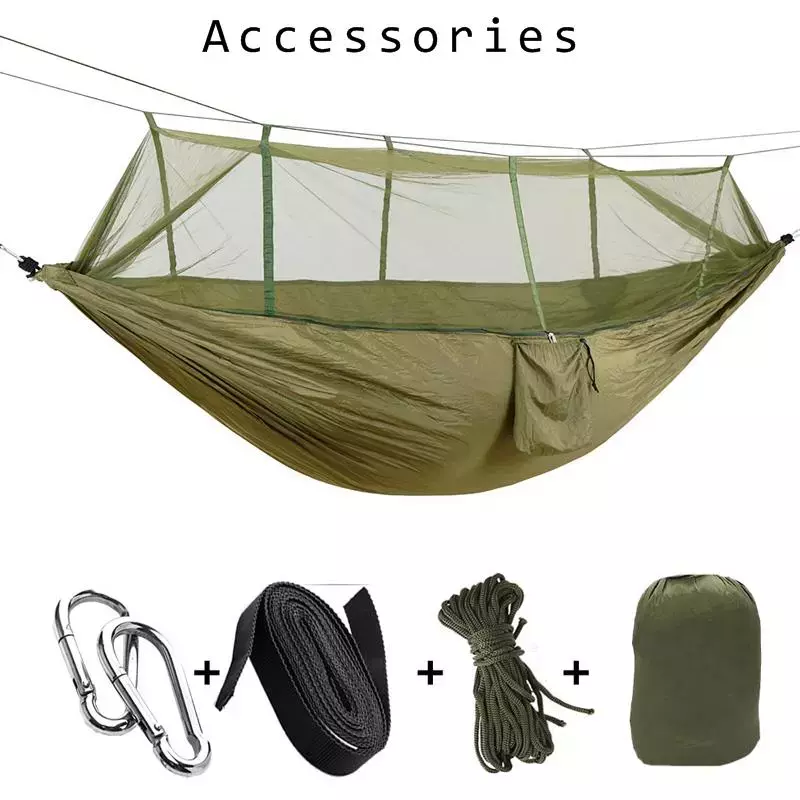 1-2 شخص المحمولة التخييم في الهواء الطلق أرجوحة مع ناموسية عالية القوة قماش مظلات سرير معلق الصيد النوم سوينغ