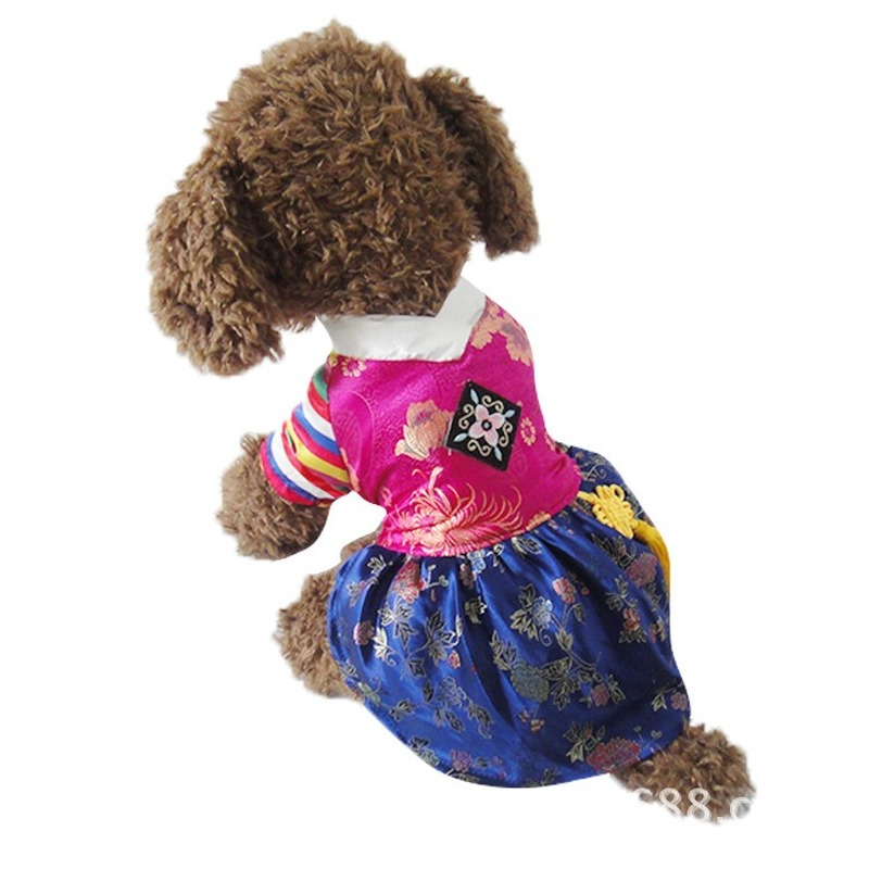 ملابس الحيوانات الأليفة الوطنية الكورية التقليدية المطرزة المحكمة الهانبوك الكلب الملابس للكلاب الصغيرة فتاة بوي جرو زي الكلب الملابس