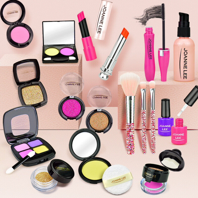Girl Pretend Play Makeup Toy Simulation Cosmetics Lipstick Eyeshadow Pink Makeup Set Princess Beauty Plastic Playhouse Toys #2