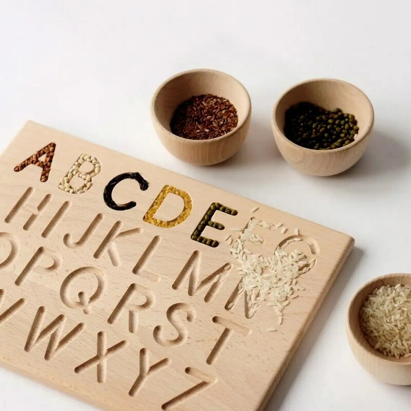 Double-sided alphabet tracing board - solid wood