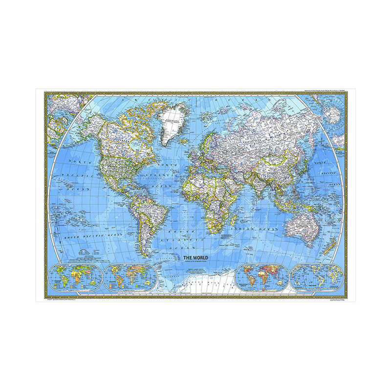 90*60 سنتيمتر خريطة العالم (1981) النسخة الأفقية خريطة العالم ديكور المنزل ملصقات جدار خريطة الزخرفية الملصقات والمطبوعات #2