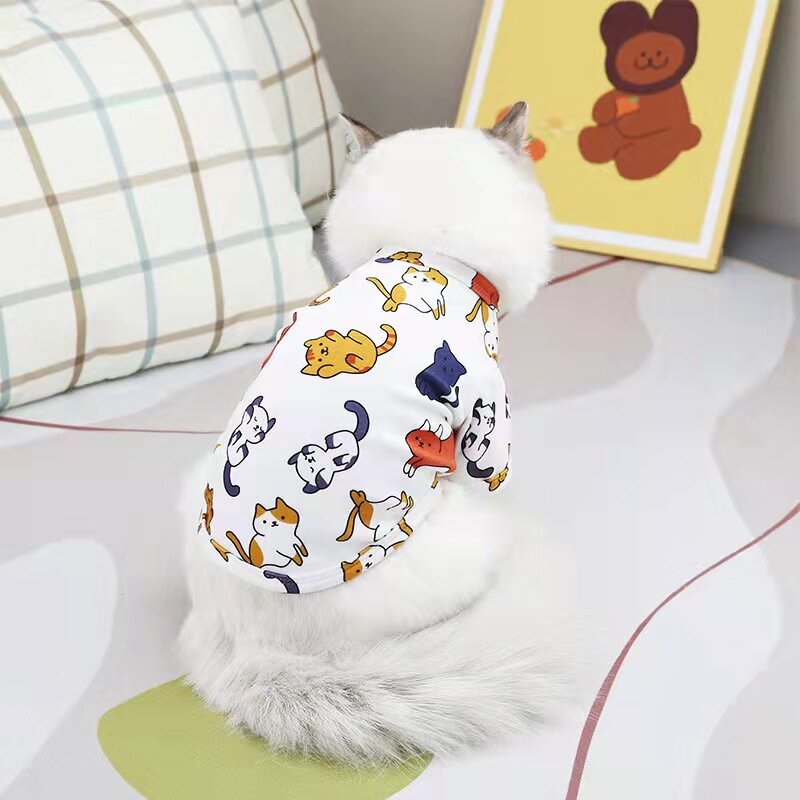 Pet Clothes Lovely Animals Pattern Round Collar Spring Summer High Quality Coat Small Dog Cat T-shirt Hairless Cat Yorkshire #3