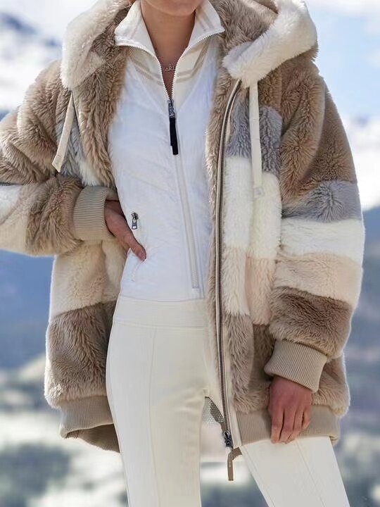 2022 النساء الشتاء حجم كبير تيدي سترة طويلة الدافئة سميكة الصوف فو الفراء معطف أفخم تيدي معطف امرأة معطف الفراء معطف غير رسمي