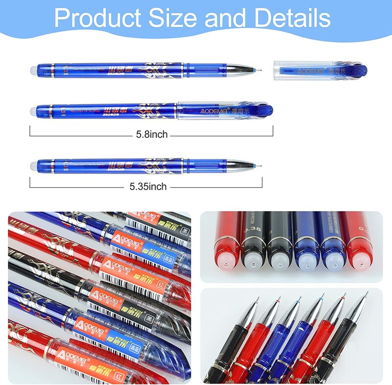 مجموعة أقلام جل قابلة للمسح أقلام حبر جاف قضيب 0.5 مللي متر عبوات متعددة الألوان حبر قابل للغسيل مقبض قرطاسية مدرسة مكتب أدوات الكتابة