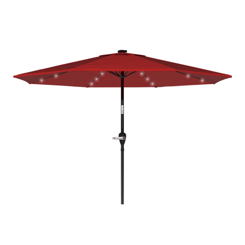 مظلة فناء 10 قدم مع ضوء LED شمسي (أحمر)