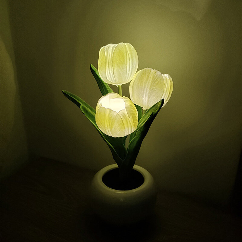 LED الخزامى ليلة ضوء زهرة الزهرية بوعاء النبات الجدول الديكور مصباح غرفة نوم جو ليلة ضوء ديكور المنزل