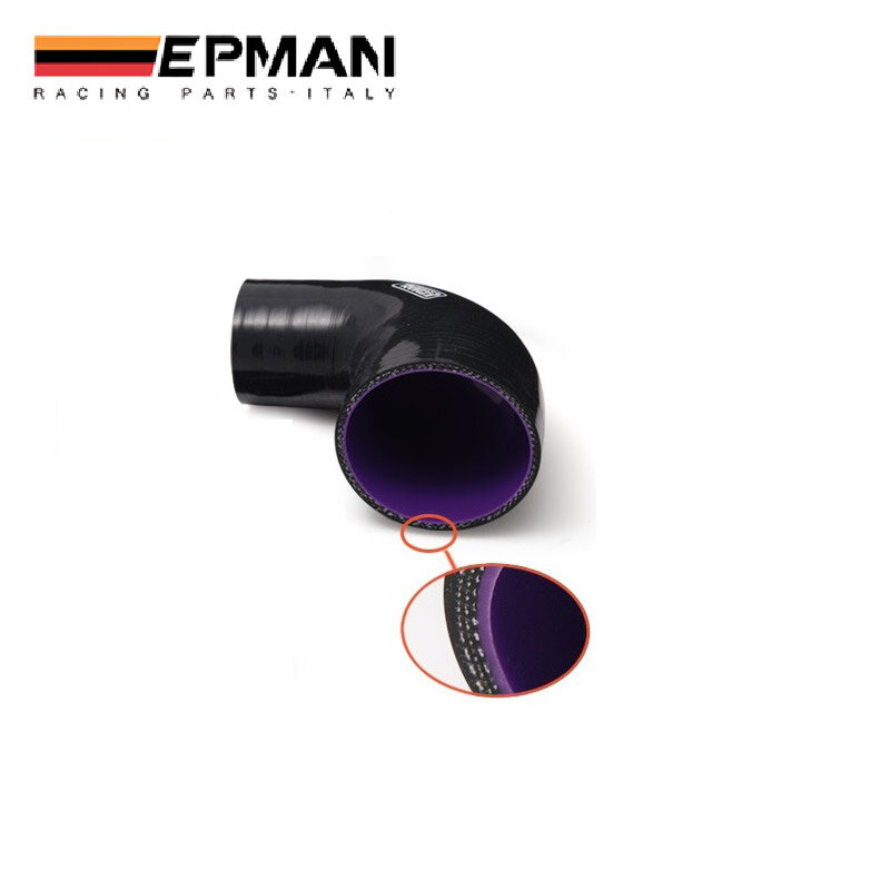 EPMAN - 2 "-2.5" 51 مللي متر-63 مللي متر 4 رقائق سيليكون 90 درجة الكوع المخفض خرطوم أسود ل VW EP-SS90R5163 #2