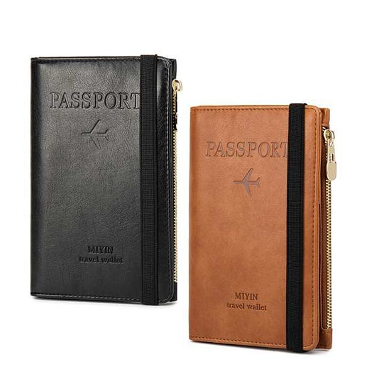 2-Piece Travel Wallet Card Bag Multi-Function Degaussing Rfid Document Holder Passport Book