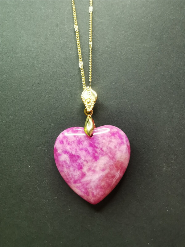 Koraba الطبيعية الوردي القلب قلادة سلسلة ذهبية حلية قلادة قلادة رقيقة 42106