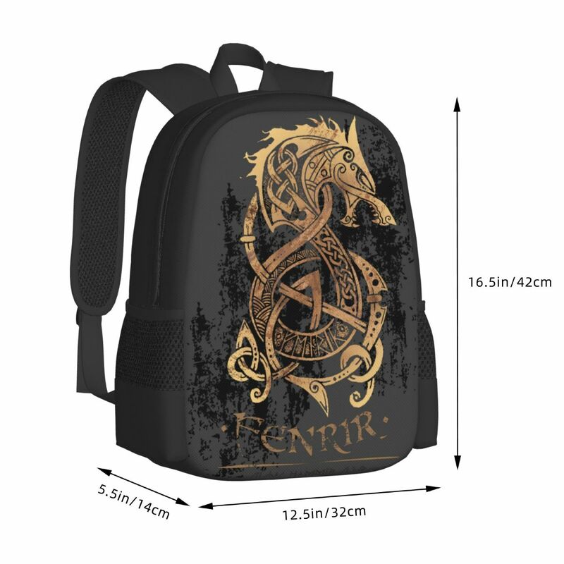 Gold Fenrir Wolf Backpack for Girls Boys Travel RucksackBackpacks for Teenage school bag #5
