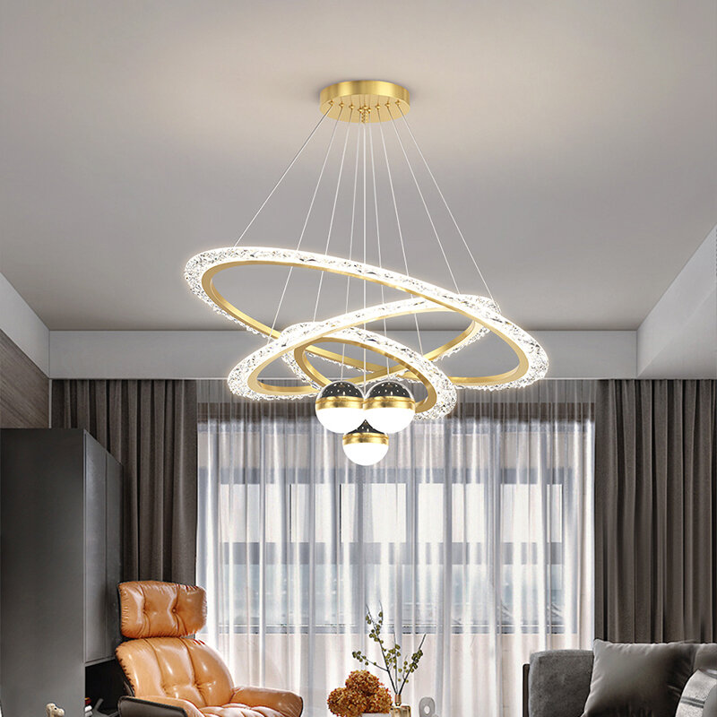 Simple Home Led Star Chandelier For Living Dining Room Kitchen Bedroom Modern Ring Chandelier Interior Lighting Decorative Lamps #4