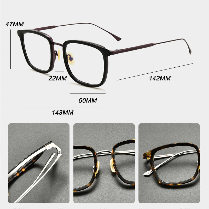 إطار نظارات للرجال بإطار من خلات التيتانيوم تصميم مربع نظارات طبية لقصر النظر للنساء نظارات بصرية فاخرة من علامة تجارية 2022 #5