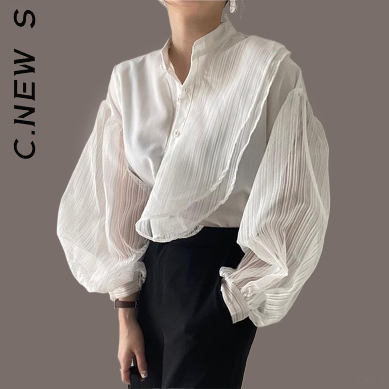 C.New S قميص المرأة الكورية نمط جديد الأساسية رداء علوي غير رسمي بسيط فضفاض قميص نسائي السيدات الأصدقاء أنيقة الإناث Blusas