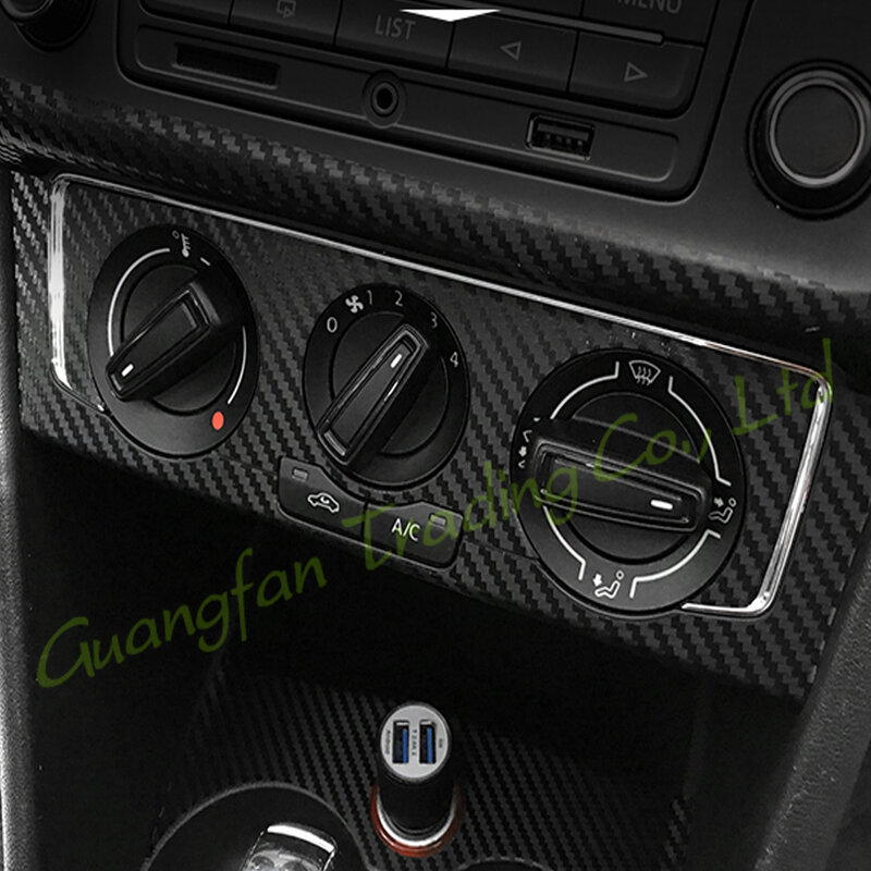 سيارة ثلاثية الأبعاد/5D ألياف الكربون سيارة الداخلية مركز وحدة التحكم غطاء تغيير لون صب ملصق الشارات ل Volkswagen بولو MK5 2011-2018