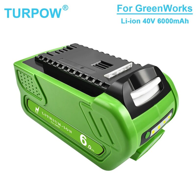 Turpow ل GreenWorks 29462 29472 29282G-MAX GMAX 40 فولت جزازة العشب أدوات كهربائية بطارية 6000mAh ليثيوم أيون بطارية قابلة للشحن 40 فولت