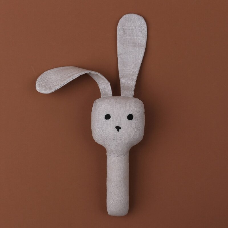 Q0KB Cartoon Bunny Plush Ring Shaking Toy Rattle w/ Rustling Sound for Infant Newborns Baby Grab Training Birthday Xmas Gift
