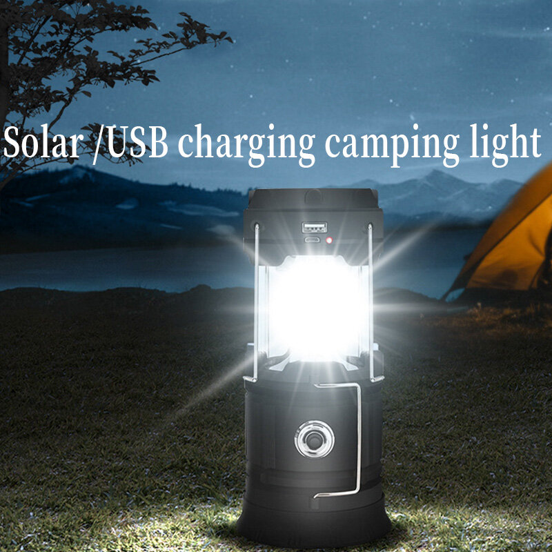 LED التخييم ضوء USB قابلة للشحن المحمولة الحصان ضوء الشمسية قابلة للشحن في الهواء الطلق التخييم خيمة نور ضوء مصباح يدوي المحمولة
