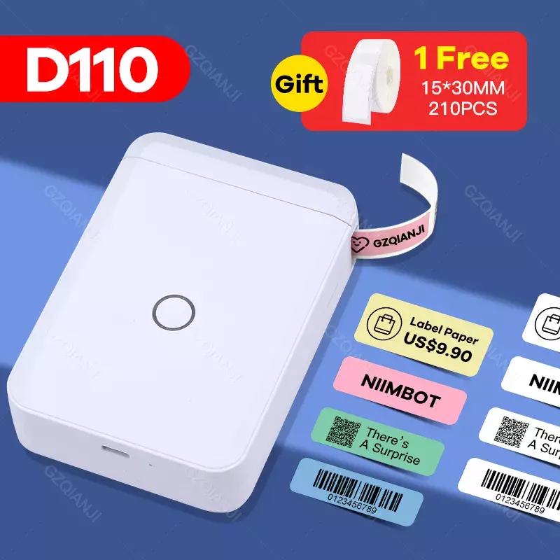 Niimbot D110 Label Printer Mini Sticker Paper Roll Transparents Wireless Bluetooth Phone Printer Label Price Tag Printing Label