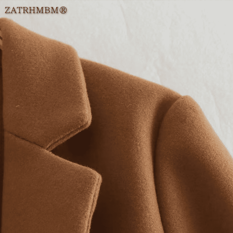 معطف نسائي ZATRHMBM موضة خريف وشتاء 2022 متعدد الألوان من الصوف معطف عتيق بأكمام طويلة ملابس خارجية نسائية أنيقة