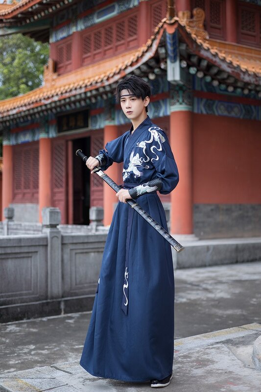 التطريز Hanfu الرجال حجم كبير الصينية التقليدية Hanfu مجموعة الذكور هالوين كرنفال تأثيري حلي للرجال حجم كبير 6XL