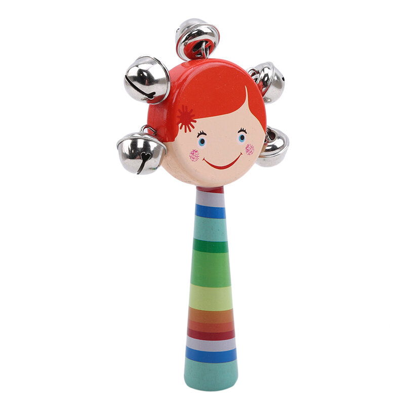Wooden Maraca Bell Baby Toys Children's Wooden Cartoon Smiley Rattle Infant Early Childhood Teaching Aids Rattles Baby Toys #5