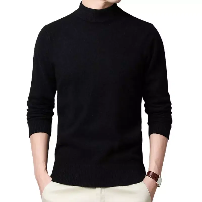 Warm  Fabulous Long Sleeve Extra Thick Base Shirt Knitted Men Sweater Anti-shrink   for Daily Wear