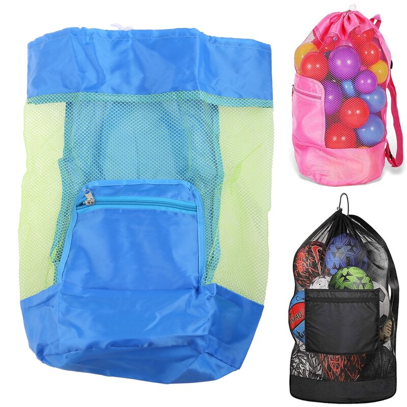 Large Mesh Beach Bag for Toys Collection  Swim Pool Backpack Foldable Pocket N1HB #1