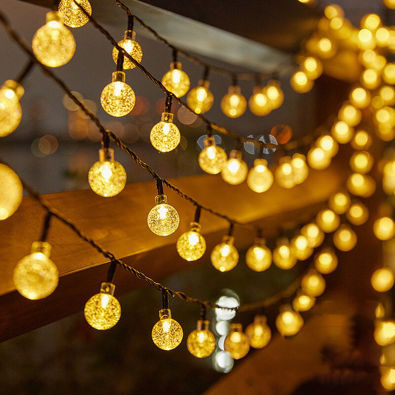 LED ضوء سلسلة الشمسية الجنية أضواء في الهواء الطلق حديقة الزفاف الديكور مصباح IP65 للماء الطوق عيد الميلاد ضوء
