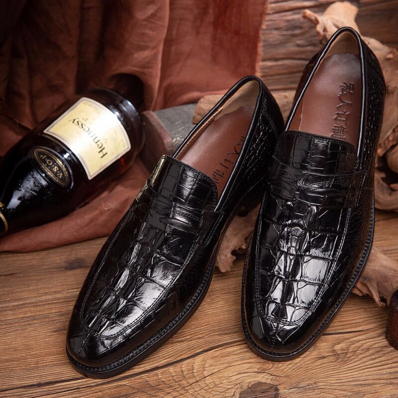 2022 جديد رجال الأعمال أحذية من الجلد الحقيقي التمساح البطن أحذية رجالي الصلبة اليدوية التمساح أسفل أحذية من الجلد دواسة