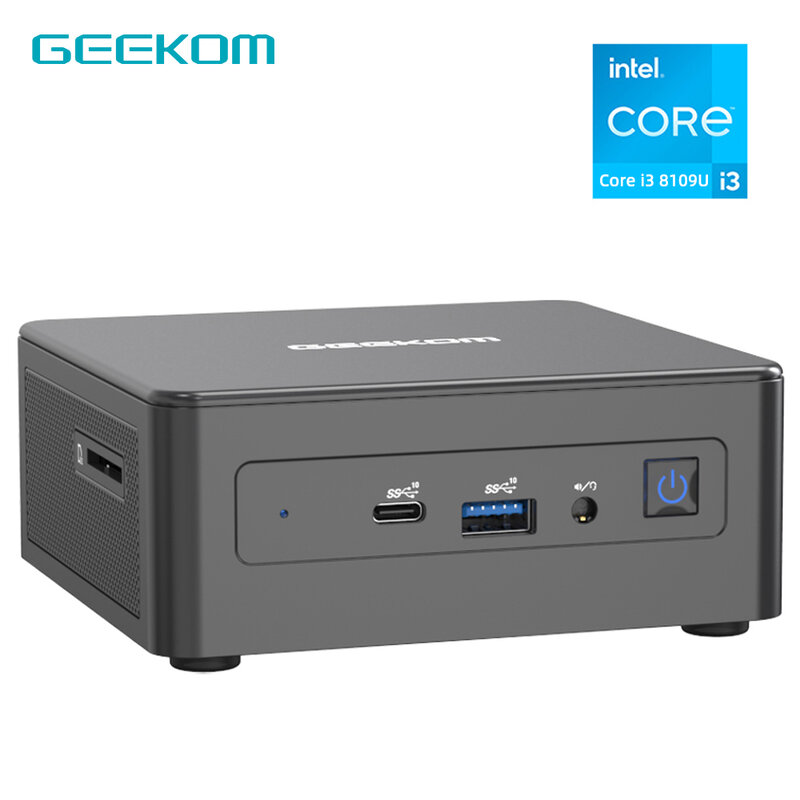Geekom Mini IT8 SE Mini Pc إنتل كور i3 8109U(2 النوى ، 4 المواضيع ، 4 متر ذاكرة التخزين المؤقت ، حتى 3.60 جيجا هرتز) ايريس زائد الرسومات 655 Win11 برو