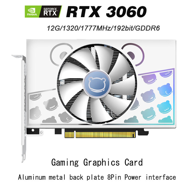 بطاقة جرافيكس للالعاب RTX3060 12G D6 12G/192bit/GDDR6 ذاكرة فيديو لوحة مفاتيح معدنية 4pin مروحة تبريد DPx3 بطاقات فيديو بواجهة عالية الدقة