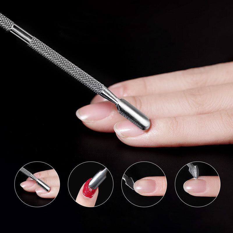 1pc Stainless Steel Cuticle Pusher Double Head Spoon Nail Care Manicure Tools